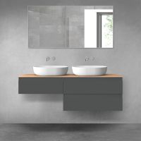 Oltens Vernal bathroom furniture set 140 cm with countertop, matte graphite/oak 68325400