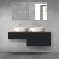 Oltens Vernal bathroom furniture set 140 cm with countertop, matte black/oak 68325300