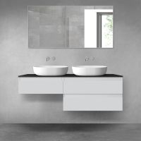 Oltens Vernal bathroom furniture set 140 cm with countertop, matte grey/matte black 68327700
