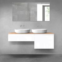 Oltens Vernal bathroom furniture set 140 cm with countertop, white gloss/oak 68309000
