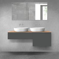 Oltens Vernal bathroom furniture set 140 cm with countertop, matte graphite/oak 68309400