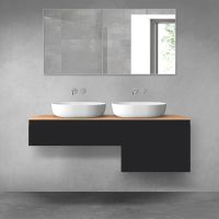 Oltens Vernal bathroom furniture set 140 cm with countertop, matte black/oak 68309300