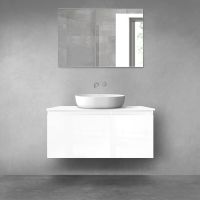 Oltens Vernal bathroom furniture set 100 cm with countertop, white gloss 68249000