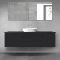 Oltens Vernal zestaw mebli łazienkowych 160 cm z blatem czarny mat 68378300