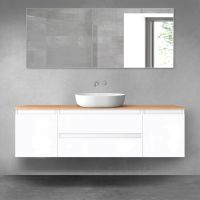 Oltens Vernal zestaw mebli łazienkowych 160 cm z blatem biały połysk/dąb 68380000