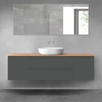Oltens Vernal zestaw mebli łazienkowych 160 cm z blatem grafit mat/dąb 68380400