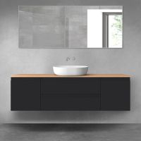 Oltens Vernal zestaw mebli łazienkowych 160 cm z blatem czarny mat/dąb 68380300
