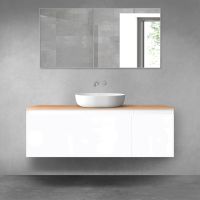 Oltens Vernal bathroom furniture set 140 cm with countertop, white gloss/oak 68314000