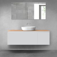 Oltens Vernal bathroom furniture set 140 cm with countertop, matte grey/oak 68314700