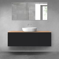 Oltens Vernal bathroom furniture set 140 cm with countertop, matte black/oak 68314300