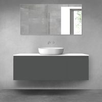 Oltens Vernal bathroom furniture set 140 cm with countertop, matte graphite/white gloss 68316400