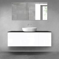 Oltens Vernal bathroom furniture set 140 cm with countertop, white gloss/matte black 68316000
