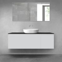 Oltens Vernal bathroom furniture set 140 cm with countertop, matte grey/matte black 68317700