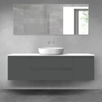 Oltens Vernal zestaw mebli łazienkowych 160 cm z blatem grafit mat/biały połysk 68382400