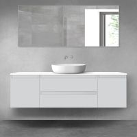 Oltens Vernal zestaw mebli łazienkowych 160 cm z blatem szary mat/biały połysk 68382700