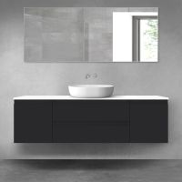 Oltens Vernal zestaw mebli łazienkowych 160 cm z blatem czarny mat/biały połysk 68372300