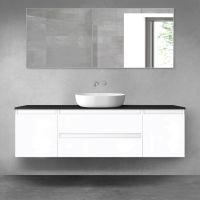 Oltens Vernal zestaw mebli łazienkowych 160 cm z blatem biały połysk/czarny mat 68372000