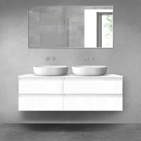 Oltens Vernal bathroom furniture set 140 cm with countertop, white gloss 68257000