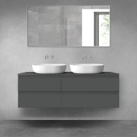 Oltens Vernal bathroom furniture set 140 cm with countertop, matte graphite 68257400