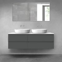 Oltens Vernal bathroom furniture set 140 cm with countertop, matte graphite/white gloss 68258400
