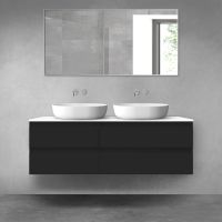 Oltens Vernal bathroom furniture set 140 cm with countertop, matte black/white gloss 68258300