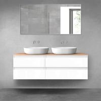Oltens Vernal bathroom furniture set 140 cm with countertop, white gloss/oak 68259000