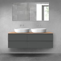 Oltens Vernal bathroom furniture set 140 cm with countertop, matte graphite/oak 68260400