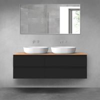 Oltens Vernal bathroom furniture set 140 cm with countertop, matte black/oak 68260300