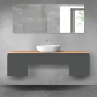 Oltens Vernal zestaw mebli łazienkowych 160 cm z blatem grafit mat/dąb 68391400