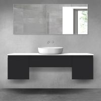 Oltens Vernal zestaw mebli łazienkowych 160 cm z blatem czarny mat/biały połysk 68395300