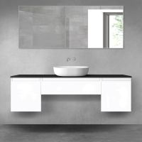 Oltens Vernal zestaw mebli łazienkowych 160 cm z blatem biały połysk/czarny mat 68395000