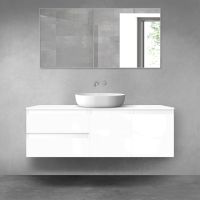 Oltens Vernal bathroom furniture set 140 cm with countertop, white gloss 68269000