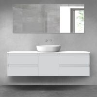 Oltens Vernal zestaw mebli łazienkowych 160 cm z blatem szary mat/biały połysk 68401400