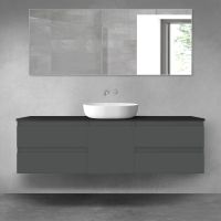 Oltens Vernal zestaw mebli łazienkowych 160 cm z blatem grafit mat/czarny mat 68402400