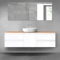 Oltens Vernal zestaw mebli łazienkowych 160 cm z blatem biały połysk/dąb 68403000
