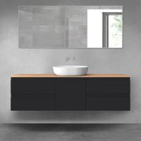 Oltens Vernal zestaw mebli łazienkowych 160 cm z blatem czarny mat/dąb 68403300