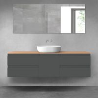 Oltens Vernal zestaw mebli łazienkowych 160 cm z blatem grafit mat/dąb 68404400