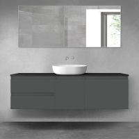 Oltens Vernal zestaw mebli łazienkowych 160 cm z blatem grafit mat/czarny mat 68410400