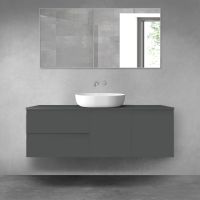 Oltens Vernal bathroom furniture set 140 cm with countertop, matte graphite 68270400