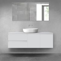 Oltens Vernal bathroom furniture set 140 cm with countertop, matte grey 68270700