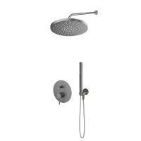 Oltens Molle-Set: Unterputz-Wannen-Duscharmatur mit 30-cm-Alvo-Regenduschkopf und Ume-Handbrause in Graphit 36640400