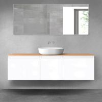 Oltens Vernal zestaw mebli łazienkowych 160 cm z blatem biały połysk/dąb 68420000