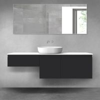 Oltens Vernal zestaw mebli łazienkowych 160 cm z blatem czarny mat/biały połysk 68432300