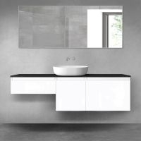 Oltens Vernal zestaw mebli łazienkowych 160 cm z blatem biały połysk/czarny mat 68432000