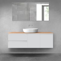 Oltens Vernal bathroom furniture set 140 cm with countertop, matte grey/oak 68272700