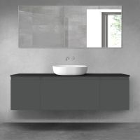 Oltens Vernal zestaw mebli łazienkowych 160 cm z blatem grafit mat/czarny mat 68455400