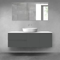 Oltens Vernal bathroom furniture set 140 cm with countertop, matte graphite/white gloss 68275400