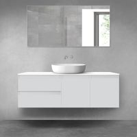 Oltens Vernal bathroom furniture set 140 cm with countertop, matte grey/white gloss 68275700