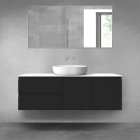 Oltens Vernal bathroom furniture set 140 cm with countertop, matte black/white gloss 68275300