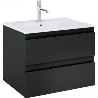 Oltens Vernal wall-mounted base unit 60 cm with a washbasin, matte black/white gloss 68461300